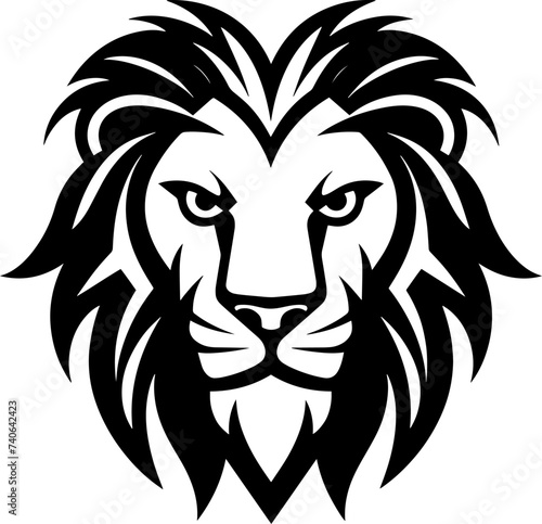 Vector logo illustration featuring a black silhouette of a lion in a minimalist style, ideal for sleek and powerful branding.