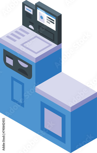 Desk self service icon isometric vector. Panel space. Store touch monitor