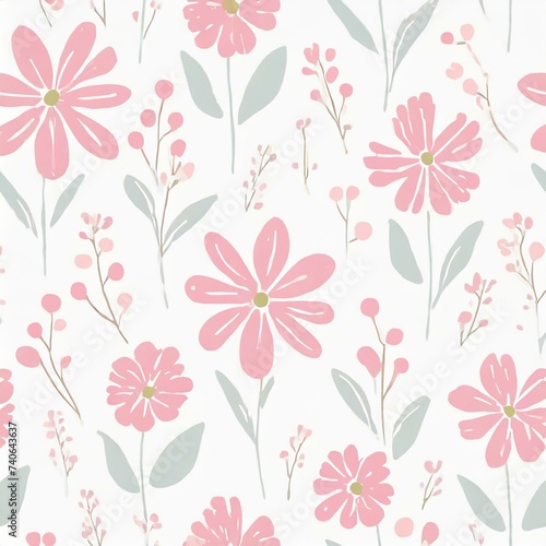seamless pattern with pink flowers © Theisoa