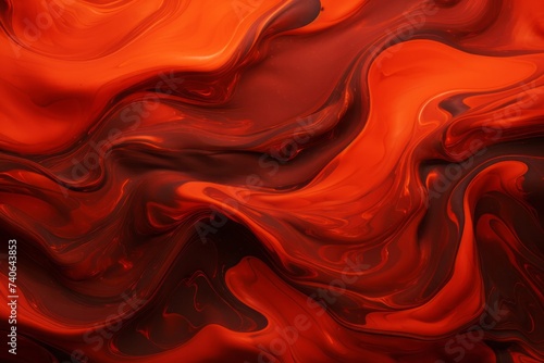 Liquid Color Waves Resembling Molten Lava, with Fiery Hues Blending Together to Create a Dynamic and Intense Background, Generative AI