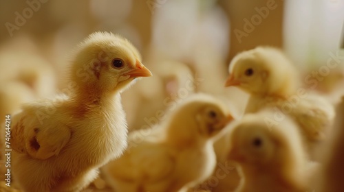 Indoors chicken farm, chicken
