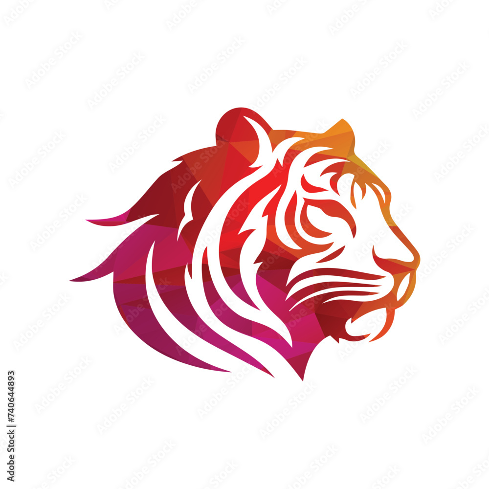 Obraz premium Roaring tiger logo design vector illustration