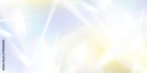 Translucent backdrop features rainbow prism light effect, holographic reflections, crystal flare leaks, shadows overlaying abstract iridescent light. Gradient background, prism like sparkling lights.