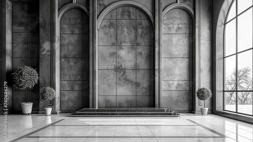 3d illustration empty podium with abstact background very realistic front view mock up