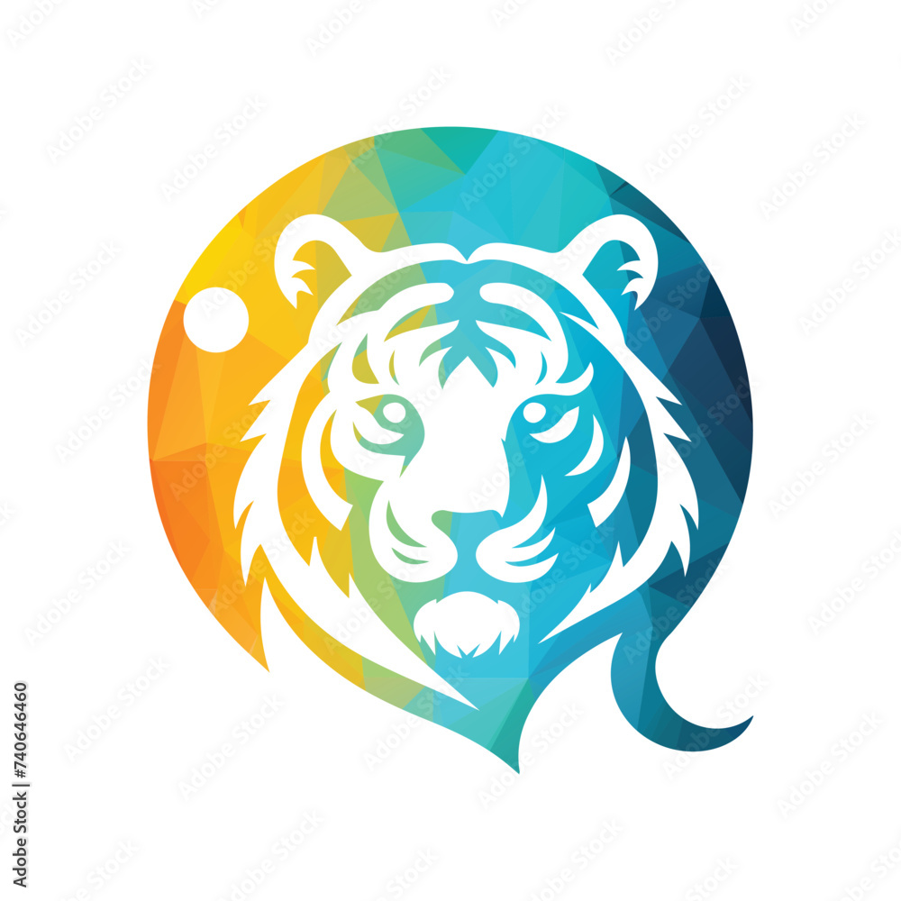 Roaring tiger logo design vector illustration