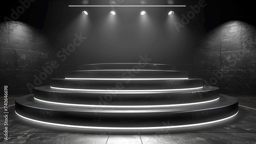 3d illustration empty podium with abstact background very realistic front view mock up