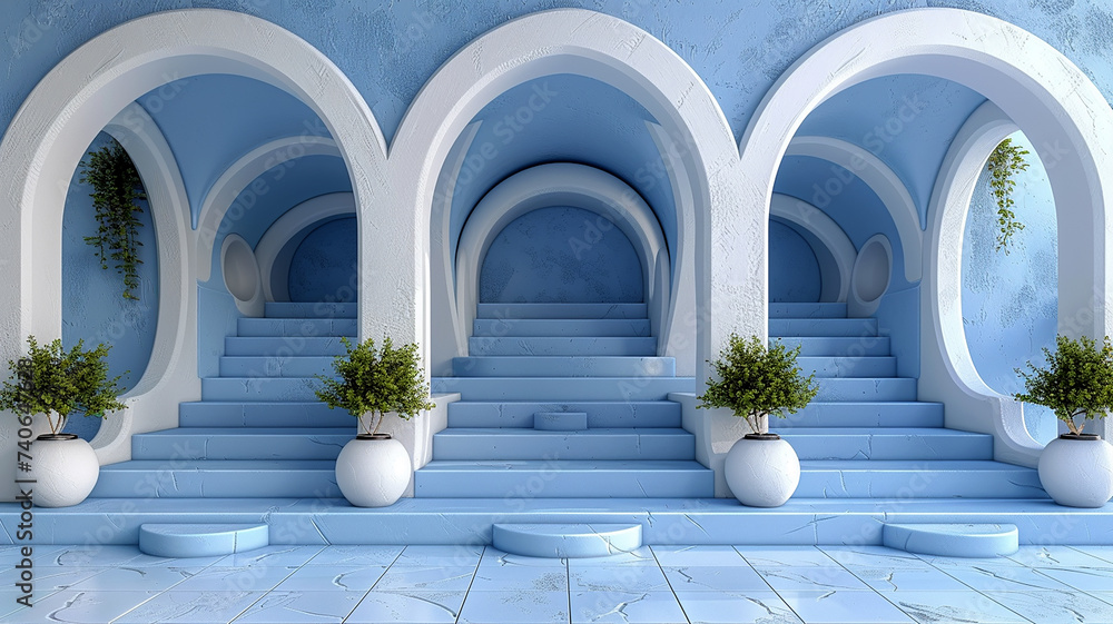 Fototapeta premium 3d illustration empty podium with abstact background very realistic front view mock up