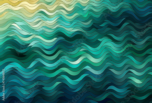 Blue waves and gold lines