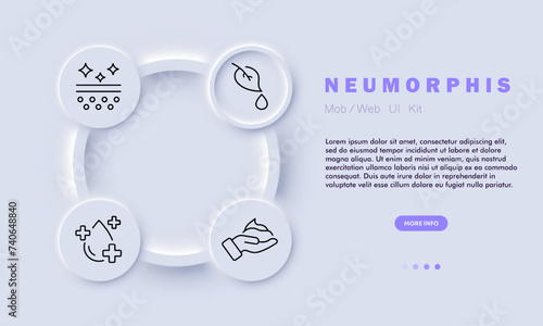 Cosmetics line icon. Skincare routine, Korean cosmetics, celebrated, worldwide, quality, groundbreaking. Neomorphism style. Vector line icon for business and advertising