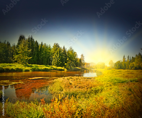 autumnal landscape, river Vltava, Czech republic, Europe © Vera Kuttelvaserova