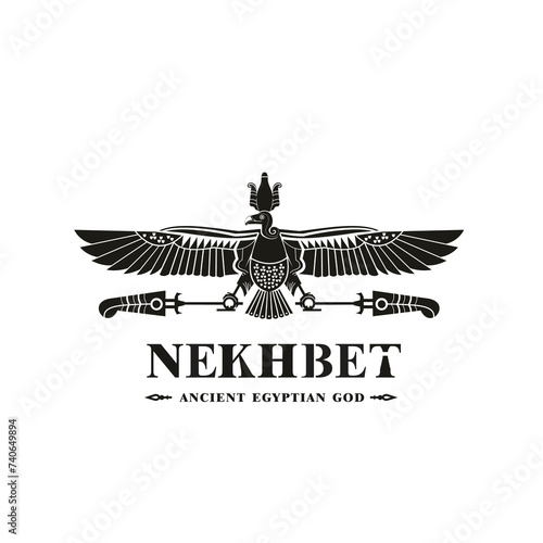 Ancient egyptian god nekhbet silhouette, middle east god Logo