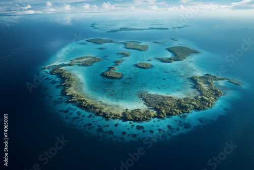 Tropical atoll island in ocean