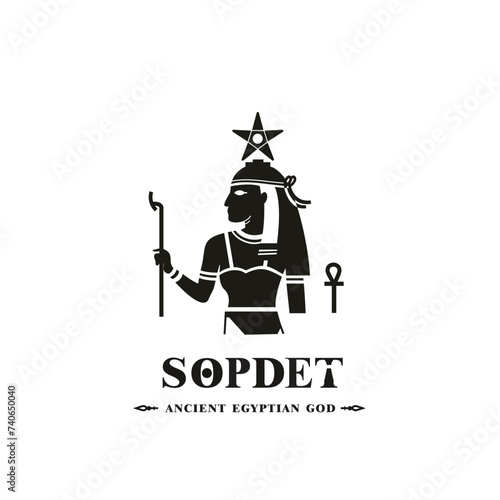 Ancient egyptian god sopdet silhouette, middle east god Logo
