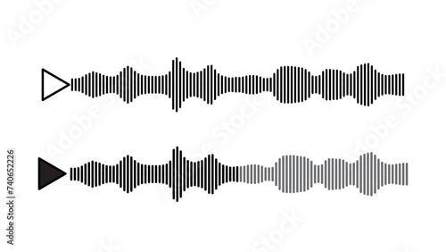 sound waveform pattern for radio podcasts, music players, video editors, voice messages in social media chats, voice assistants, and recorders. frequency,