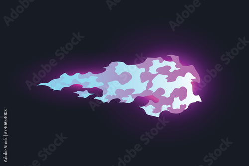 Cartoon laser gun beam. Alien combat weapon rays. Futuristic shot effect. Destructive plasma flow. Bomb blaster attack explosion. Vector game element