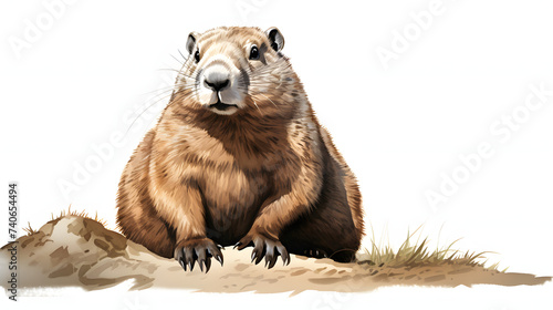 Groundhog on white background © Oleksandr