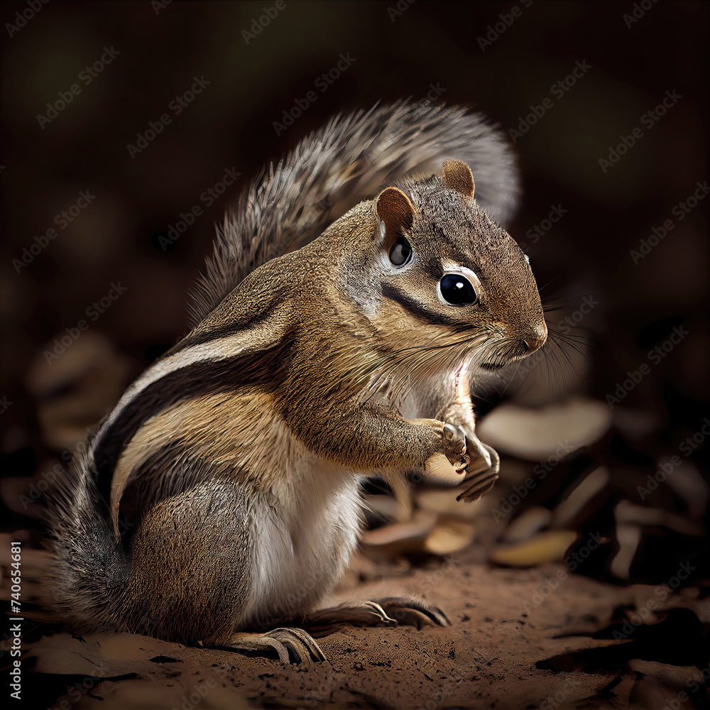Captivating Indian Palm Squirrel Portrait on Dark Background Captivating Indian Palm Squirrel Portrait on Dark Background