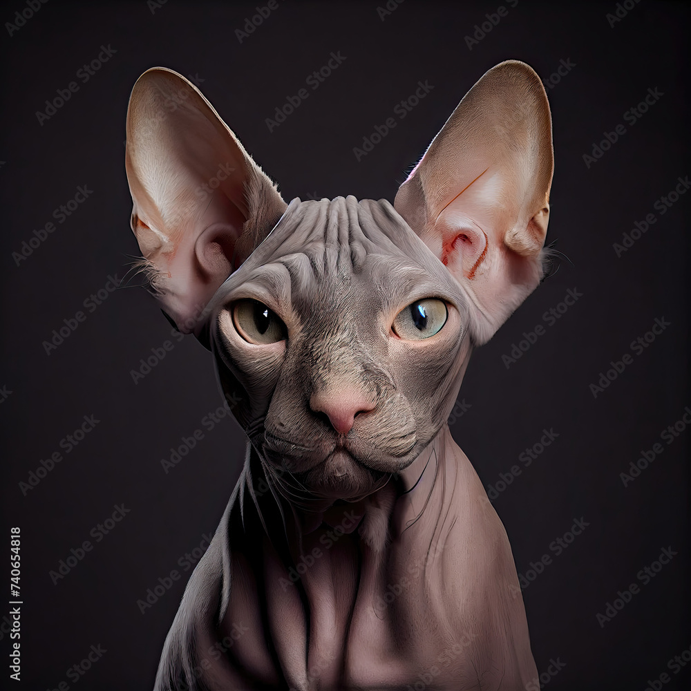 Stunning Sphynx Cat Portrait in Professional Studio Setting