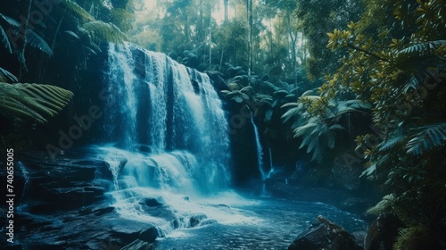 Glistening Rainforest Waterfall for Tranquil Natural Wonders
