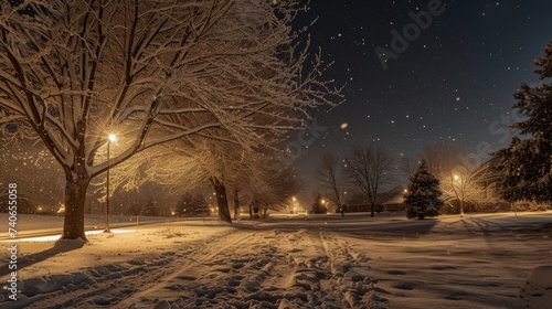 Glistening snowflakes on a clear winter night © furyon