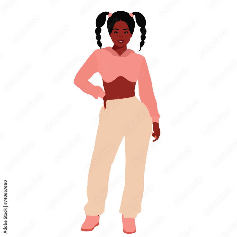 Young stylish black woman in elegant style vector