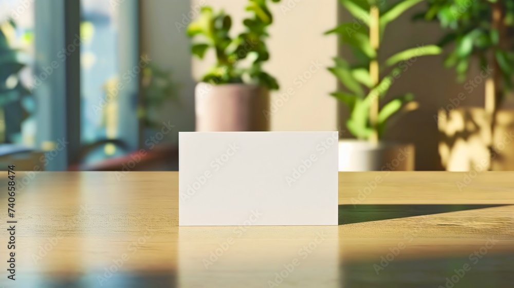 Empty white blank business card on a wooden office table or desk closeup, next to the cup of coffee. Stack mockup for brand or company logo printing Empty white blank business card on a wooden office table or desk closeup, next to the cup of coffee. Stack mockup for brand or company logo printing