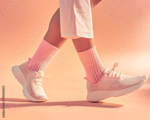 Active Lifestyle, Walking in Pink Athletic Shoes photo