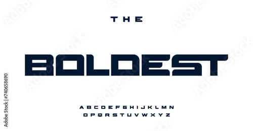 Bold sleek heavyweight alphabet, clean block letters. Minimalistic architecture and geometric purity font for contemporary logo, clean headline, minimalist typographic design. Vector typeset.