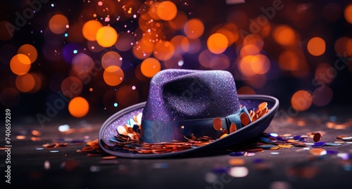 Glittering Party Hat and Confetti Celebration