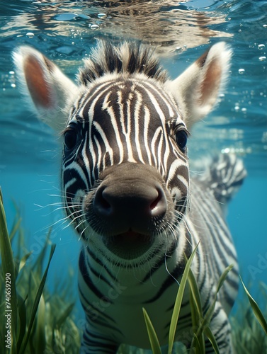 zebra in water