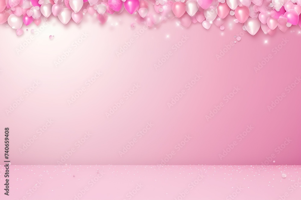 Pink balloons with copy space pink color pink background pink world AI Generated  