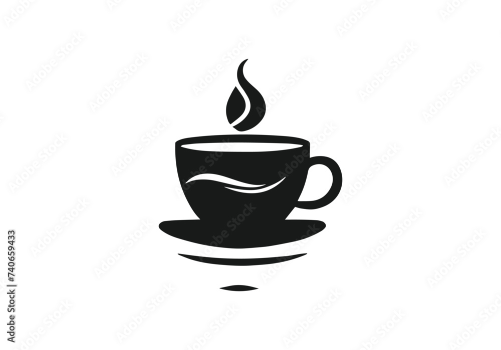 Logo of coffee cup icon vector silhouette isolated design white background Logo of coffee cup icon vector silhouette isolated design white background