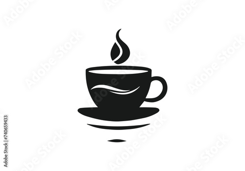 Logo of coffee cup icon vector silhouette isolated design white background