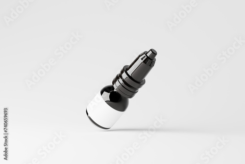 small nasal spray bottle mockup featuring a shiny black glass nasal spray bottle
 photo