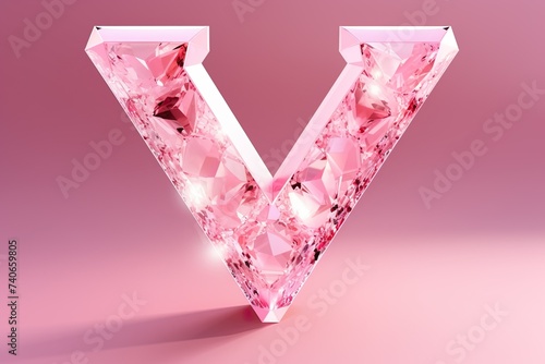 Realistic letter with diamond texture pink colorpink background pink world AI Generated   photo