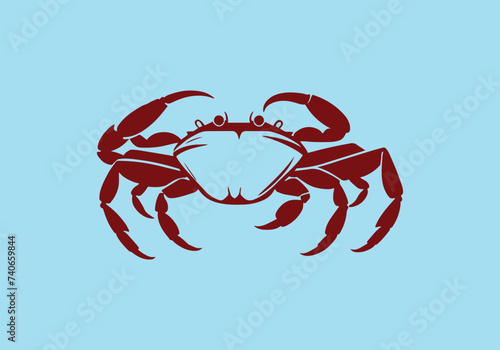 Logo of crab icon vector silhouette isolated design blue background