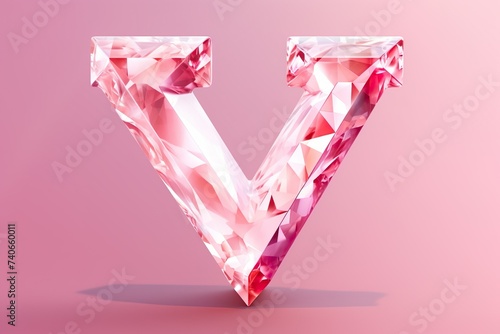 Realistic letter with diamond texture pink colorpink background pink world AI Generated   photo