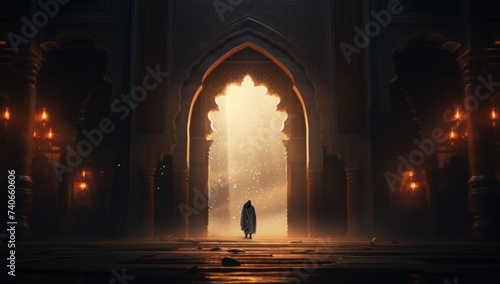an image of an arched doorway leading into a mosque
