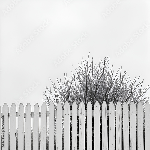 White Wooden Fence on White Background 169, Generative AI