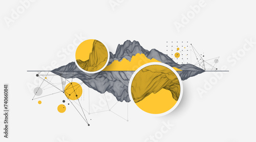 Abstract wireframe background. Modern science or technology art elements. Surface illustration. Vector.