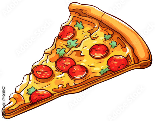 Slice of pizza colorful cartoon sticker