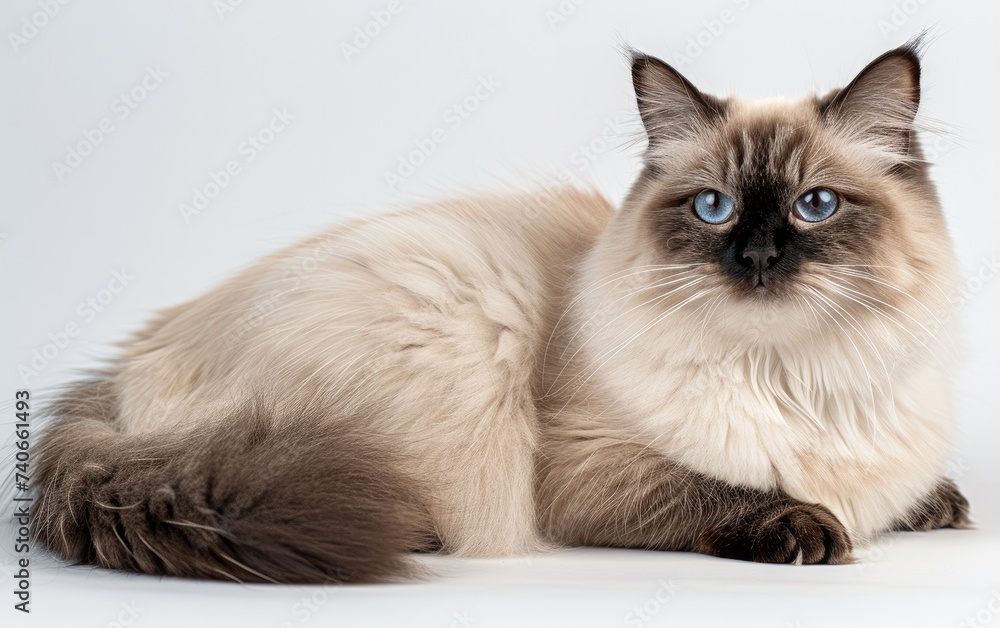 Siamese Cat With Blue Eyes Laying Down