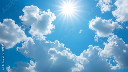 Peaceful Sunny Sky with Fluffy Clouds for Calm Backgrounds