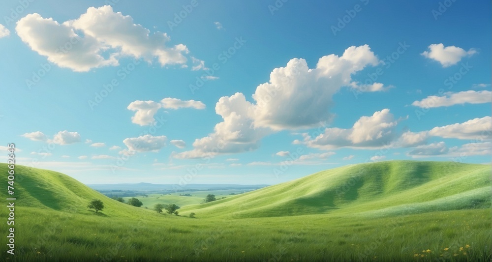 Craft an image that transports viewers to the heart of nature with an ultra-realistic representation of a boundless green meadow, focusing on the intricate textures of the grass-Ai Generative