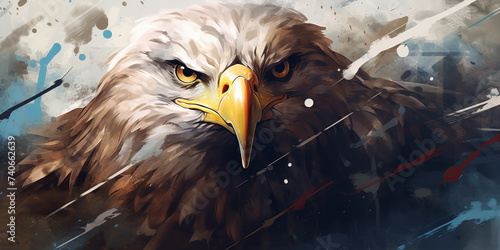 Majestic Eagle Portrait: Dynamic Banner Displaying Fierce Determination and Freedom