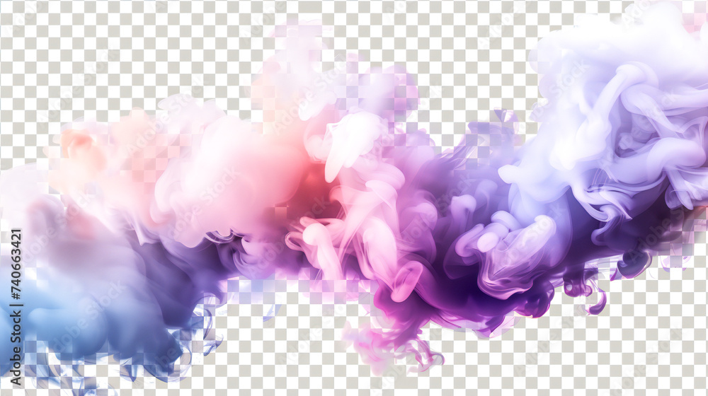 Fototapeta premium Multicolored Cloud of Smoke on Isolated on Transparent