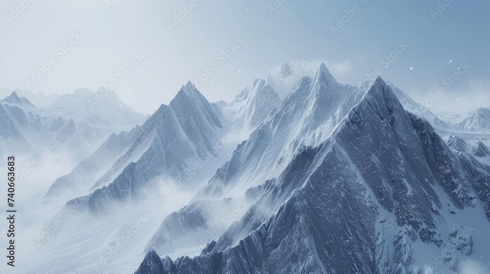 Snow-Covered Mountain Peaks for Majestic Winter Landscapes
