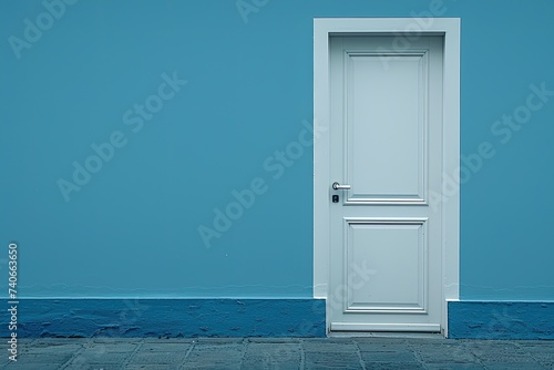 White Door in Front of Blue Wall © hakule