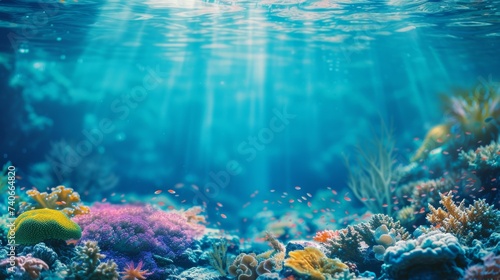 Underwater Ocean Scene with Coral and Marine Life