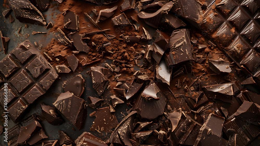 chocolate pieces on a table chocolate pieces on a table